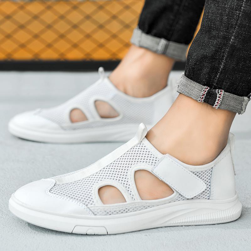 Модные тенденции мужские кожаные сандалии летние тапочки Baotou мягкие сандалии мужские — фото 7