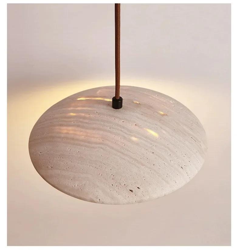 Nordic Minimalist LED Pendant Light Restaurant Bedroom Headboard Pendant Light Danish Cream Style Natural Stone Lighting Fixture