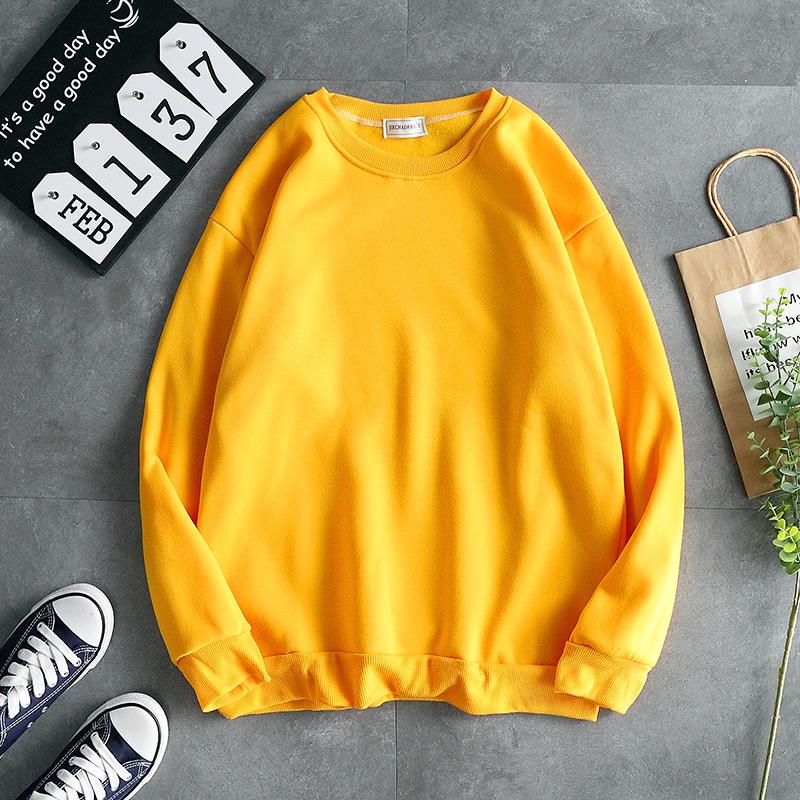 Men's Trendy Autumn Long-Sleeve Round Neck Sweater - Solid Color Loose Fit Pullover for Students