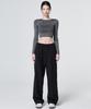MALOUPE 2144 Summer One-Pleat Elastic Waist Wide Pants (Black)