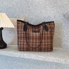 New shoulder bag retro commuter texture tote bag woolen plaid large capacity bag women's bag