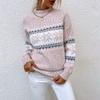 Women S Half High Neck Snowflake Pullover Knit Sweater