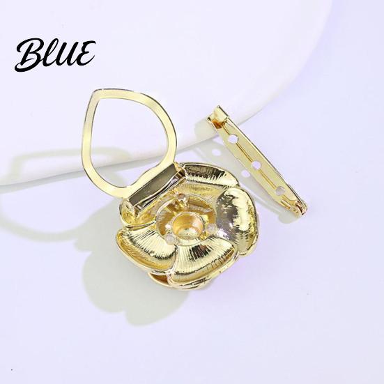 Sweater Scarf Brooch Button Camellia Shape Alloy with Glossy Glaze