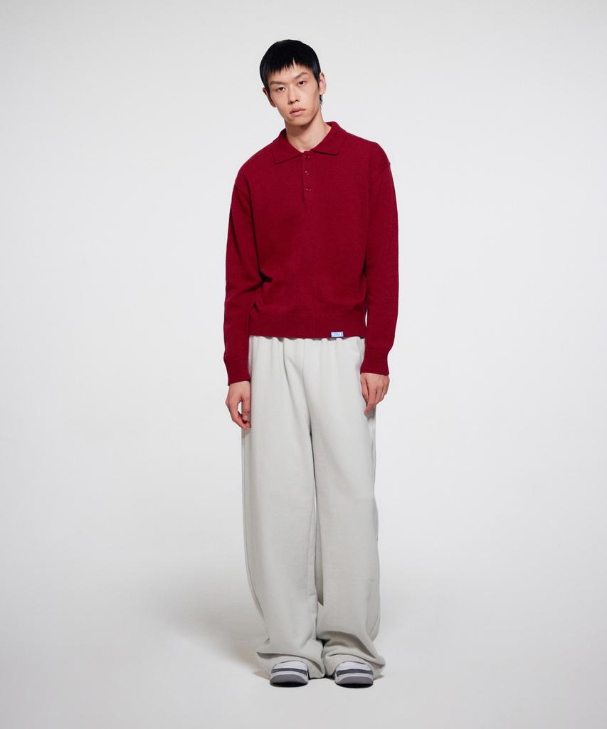 ERA Men Wool Blend Polo Sweater - Deep Burgundy