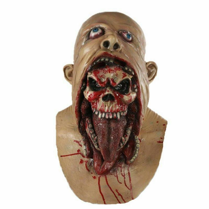 Spooky Halloween Zombie Mask - Latex Bloody Skull With Melted Face For Cosplay & Party Decorations Halloween Decorations