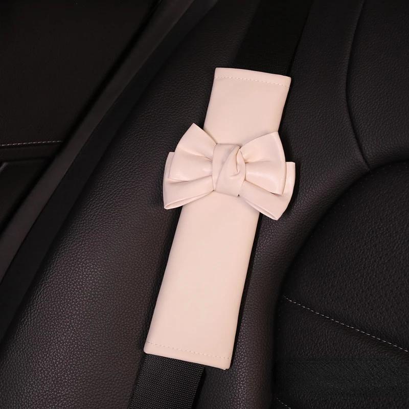 Fashion Car Seat Belt Cover Black Bow Adjustable Car Safety Belt Cover Shoulder Pad for Kids Adults Car Interior Accessories