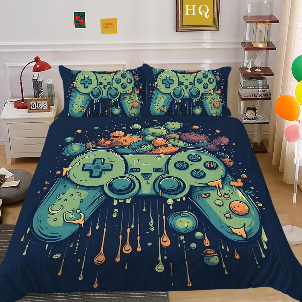 Männer Kühlen Bett Sets Spiel Griff Gedruckt Bettwäsche Abdeckung Anzug Polyester Kissen König Größe Bettdecke Luxus Hause Bettwäsche