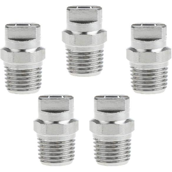 Baosity 5 Pieces 1/4 Inch High Pressure Washer Spray Fan Nozzle Tip 65 Degree Stainless Easy To Install