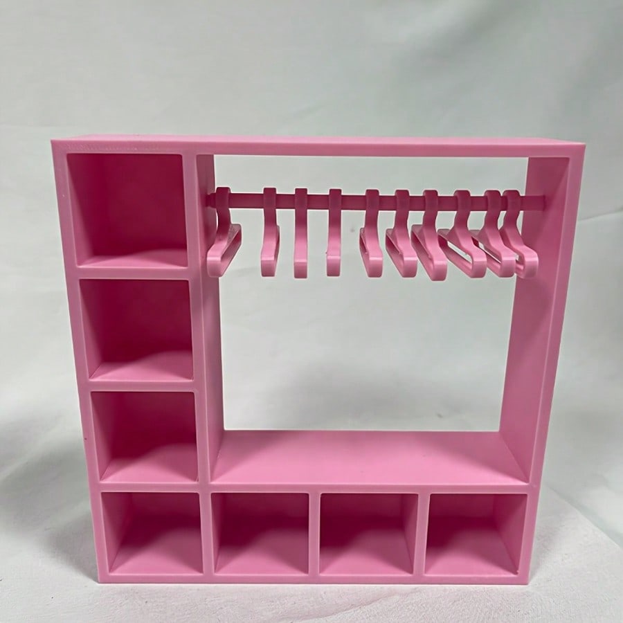 

Doll Display Rack, Action Figure Clothing Storage Box, With Hooks Divider Design, Perfect For Doll Collection And Exhibition. рожевий