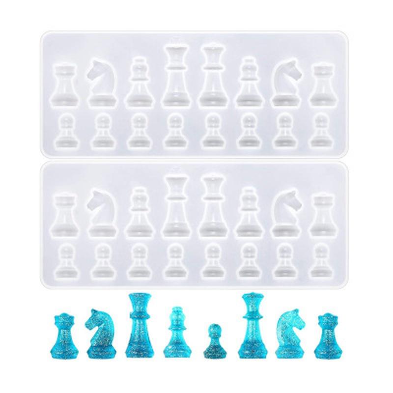 1/2PCS Chess Resin Mold Set Chess Pieces Silicone Mold Chess Board Epoxy Casting Mold for Diy Art Crafts Jewelry Making Family Board Games