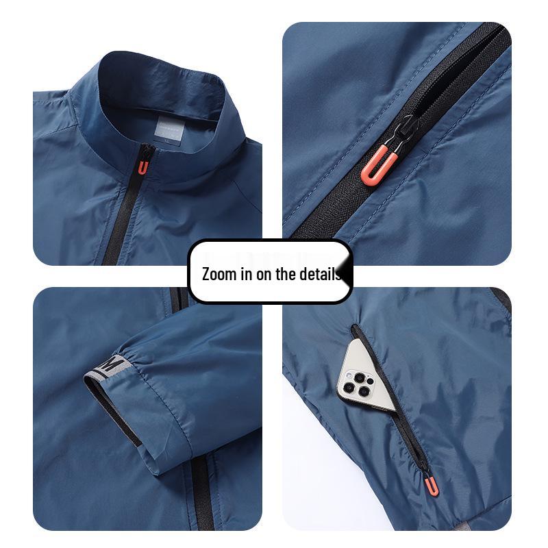 Men's Quick-Dry Ice Silk Sun Protection Jacket - Summer Lightweight Stand Collar Sports Top