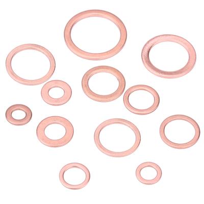 280pcs 12 Sizes Assorted Solid Copper Crush Washers Seal Flat Rings Kit W Storage Box