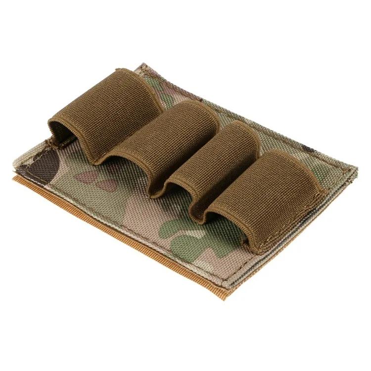 Tactical 12/20Ga 4 Round Ammo Carrier Holder Shotgun Shell Molle Nylon Magazine Pouch Panel Flashlight Pen Organizer
