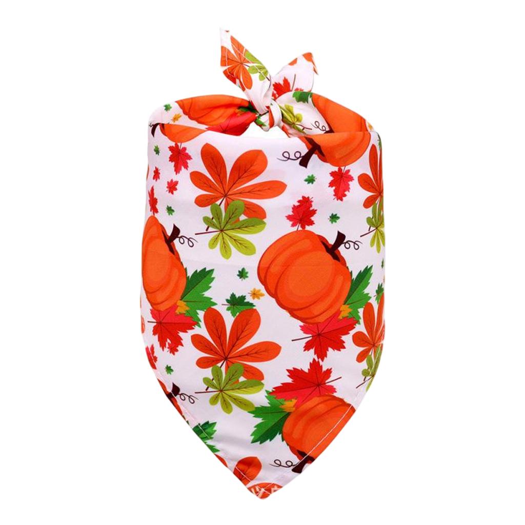 Thanksgiving Dog Bandana Medium Size Adjustable Pet Scarf with Pumpkin Pattern for Holiday Seasonal Wear and Comfortable Fit