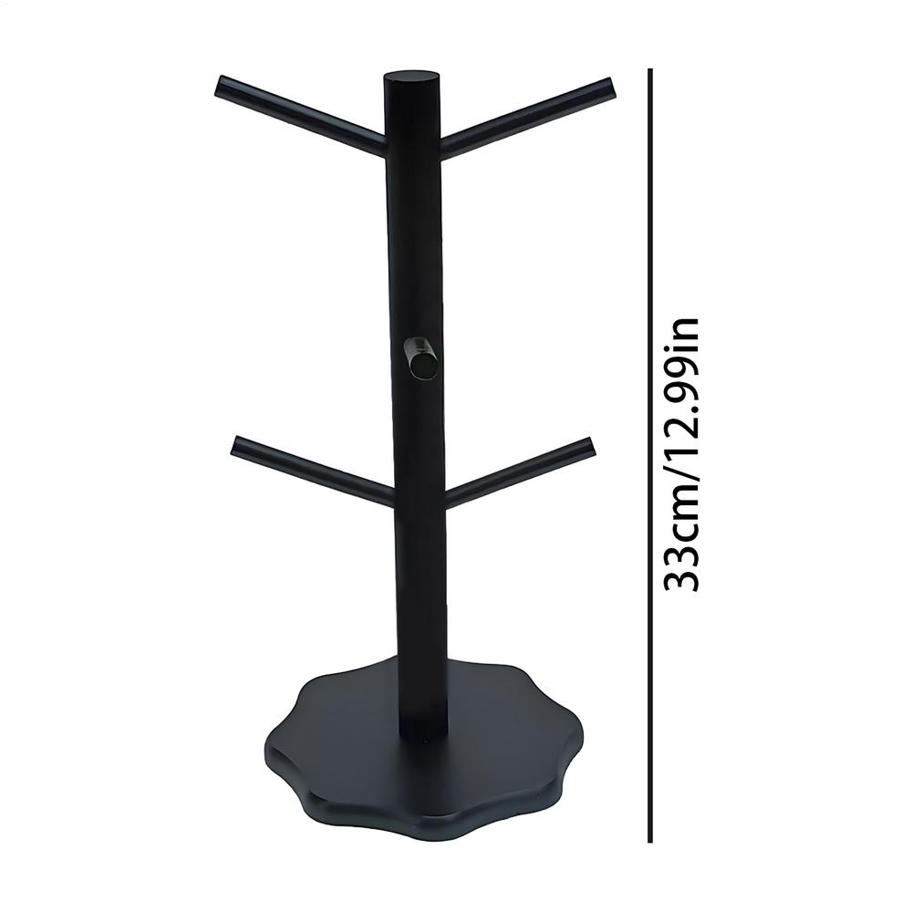 

Деревянная подвесная стойка для кружек, полка для напитков с 6 крючками, в форме дерева, деревянный держатель для хранения кофейных и чайных чашек