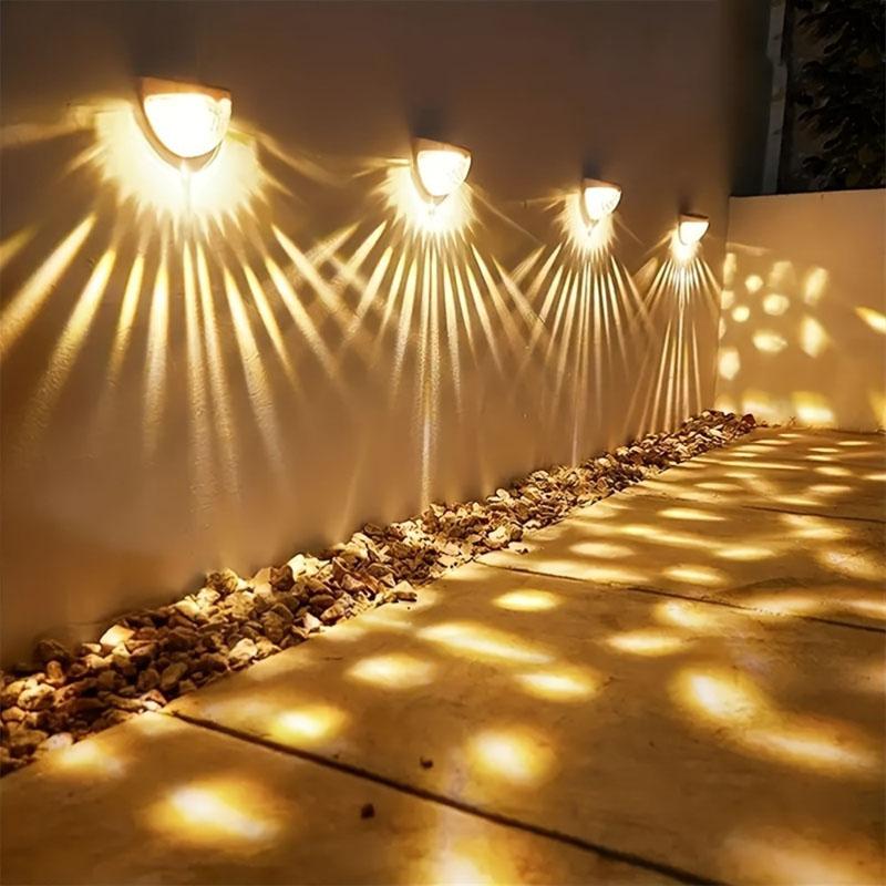 Solar-Powered Half-Circle Fence Lights Outdoor Wall Sconces Ambient Lighting Home Stair Lights Pillar Lights Outdoor Night Lights