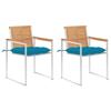 Garden Chairs with Cushions, vidaXL 2 Pcs, Solid Teak and Steel