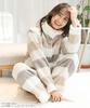 ON NISHIKI Winter Long Top and Bottoms Long Loungewear Women's Pajamas, Sleeves, Warm, Fluffy, Front-Opening, Micro-Fur Set, 2-Way Collar, Pants,