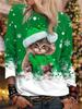 3D Print Women's Christmas Cutecat Print Hoodie Festive Pullover Sweatshirt Long Sleeve Casual Wear Fall Winter Holiday Style