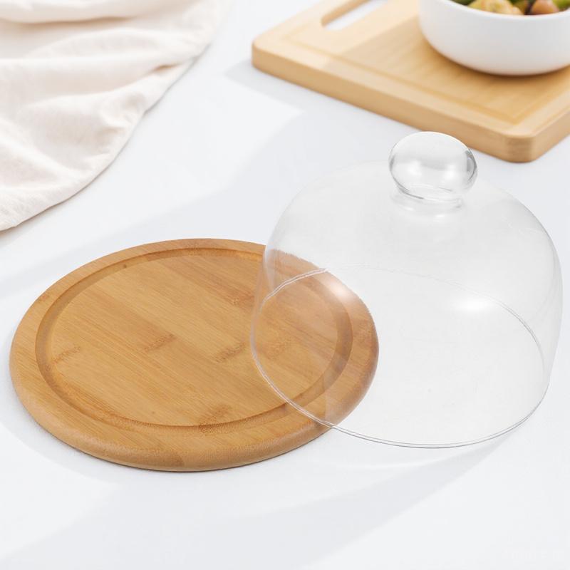 1Pcs Dessert Tray with Glass Cover Cake Plate Multipurpose Food Serving Stable Pastry Plate Housewarming Gift