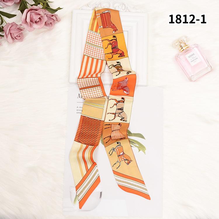 Autumn and winter new European and American simulated silk scarves, fashion printing, variety of binding bag handle ribbon women s small silk scarves