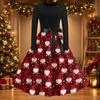 Women's Casual Fashion Christmas Print Round Neck Vintage Dress for Holiday Parties