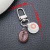 Customized Resin Food Toy Coffee Cup Keychain with Heart Latte Art and Coffee Beans Design