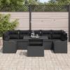 Garden Sofa Set with Cushions 8 pcs Black Poly Rattan