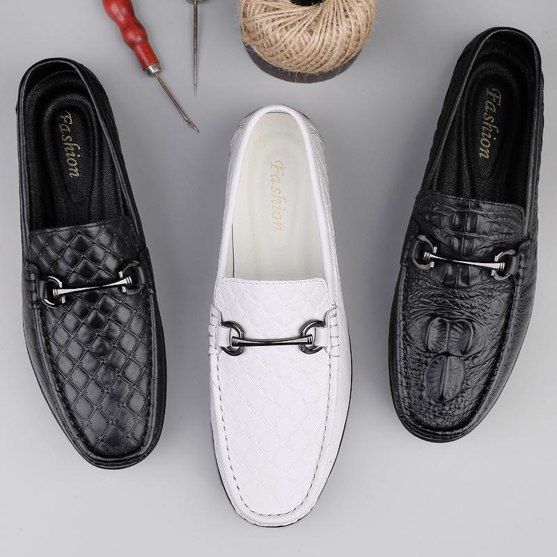 Luxusmarke Herren Top-Layer Rindsleder Bequeme Bohnenschuhe Modische Neue Herren Frühling Weiche Sohle Rutschfeste Lässige Lederschuhe