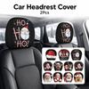 2Pcs Santa Claus Car Headrest Cover Cartoon Auto Seat Headcover Christmas Decoration