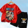 One Piece Kids Outfit Chopper Luffy Tracksuit Suit Children Summer Short Sleeve Clothes Set Anime Boy Girl T Shirt Shorts 2pcs