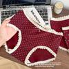 Ladies Autumn and Winter Frosted Romantic Lace Polka Dots This Year Red Breathable Briefs