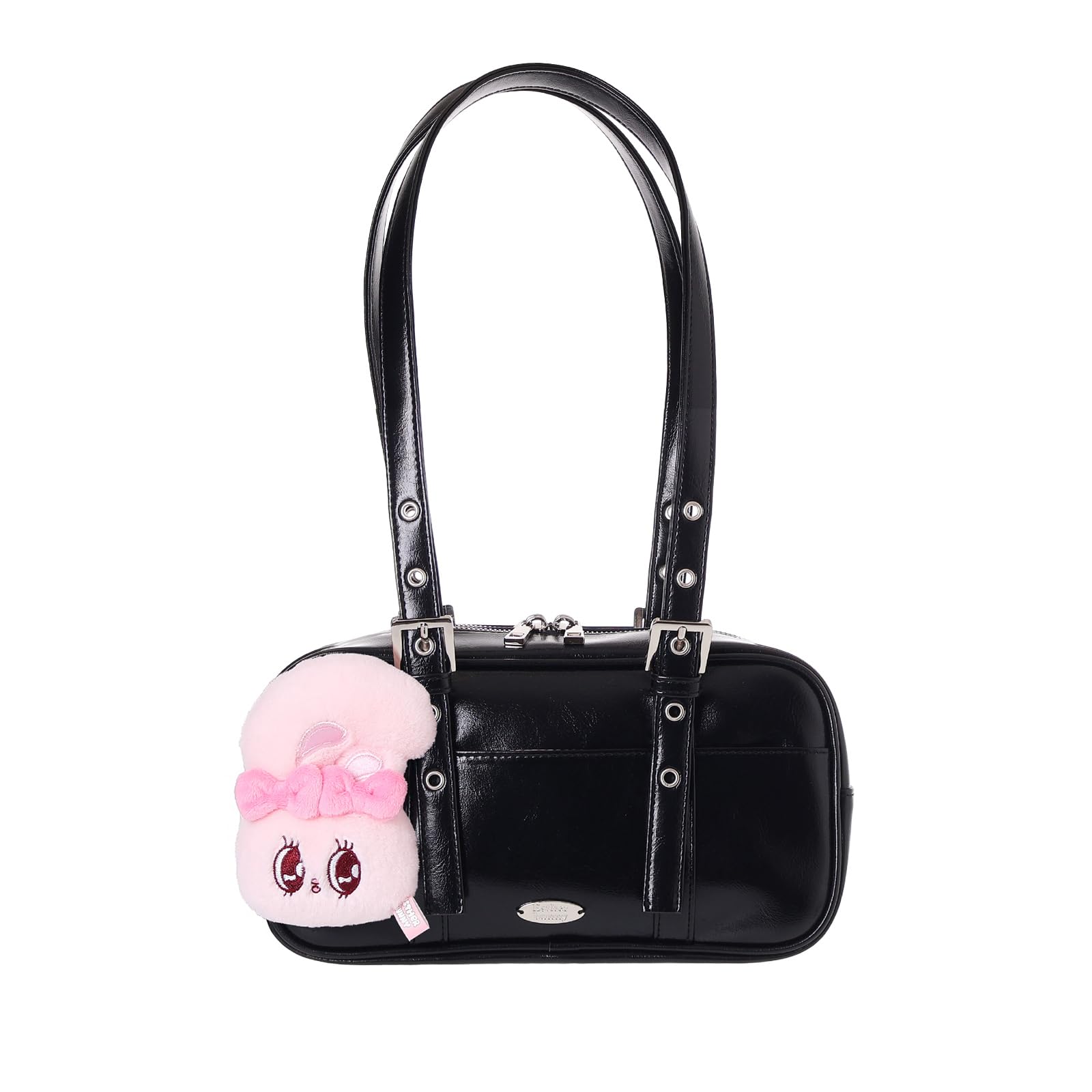 

[RABBITAXCIS] 253511 Esther Bunny Plush Boston Bag, Black, 27cm x 14cm x 9.5cm, 427g, For sale in Japan (Ribbon Bunny)