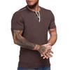 Mens Slim Fit V Neck Henley Short Sleeve Solid Casual T Shirt