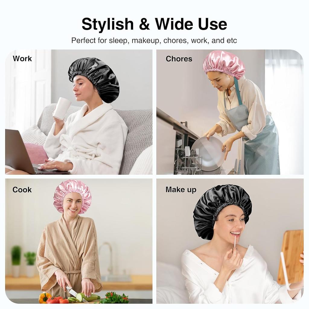 Nastavitelná dvouvrsstvá opakovaně použitelná koupací čepice, velká pro všechny vlasy, pro dívčí lázeň, měkká pro ženy s dlouhými vlasy