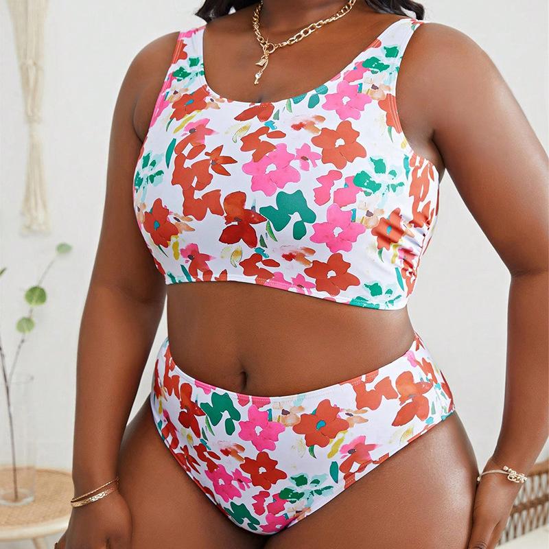 TS JYL-SW156 Printed Plus Size Swimsuit, Curvy Fashion Swimwear For Hot Spring 3XL