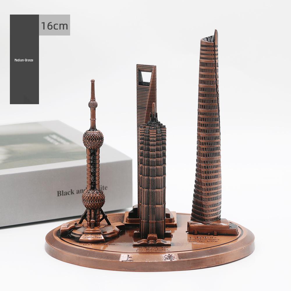 Shanghai Landmark Building Model: Oriental Pearl Tower, World Financial Center, Jin Mao Tower - Metal Creative Handicraft