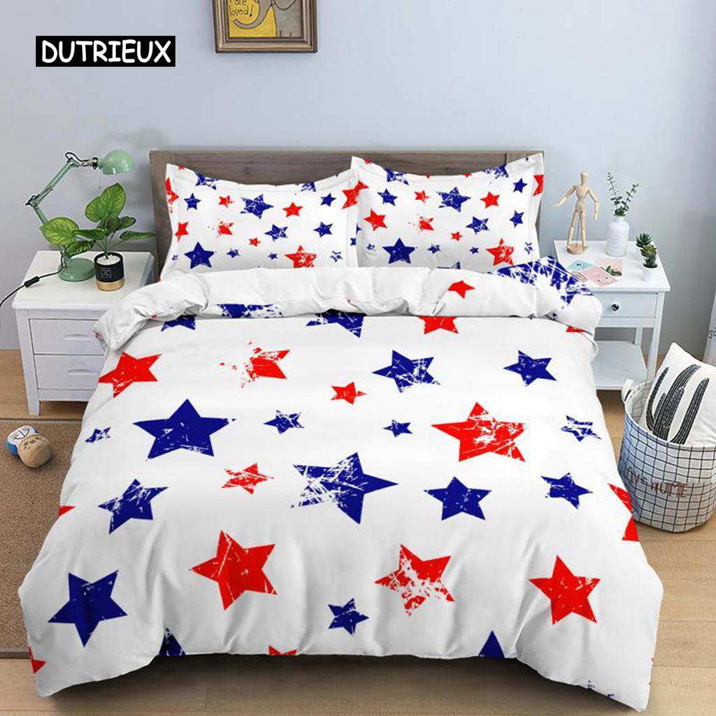 Star Duvet Cover Set Colorful Stars Pattern Print Twin Bedding Set for Kids Teens Double Queen King Size Microfiber Quilt Cover