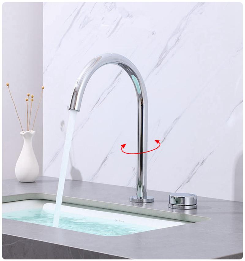 Brass Gray Basin faucet GrayBathroom Tap two hole Widespread Brushed Gold bathroom faucet sink tap 360 rotating Black basin Tap
