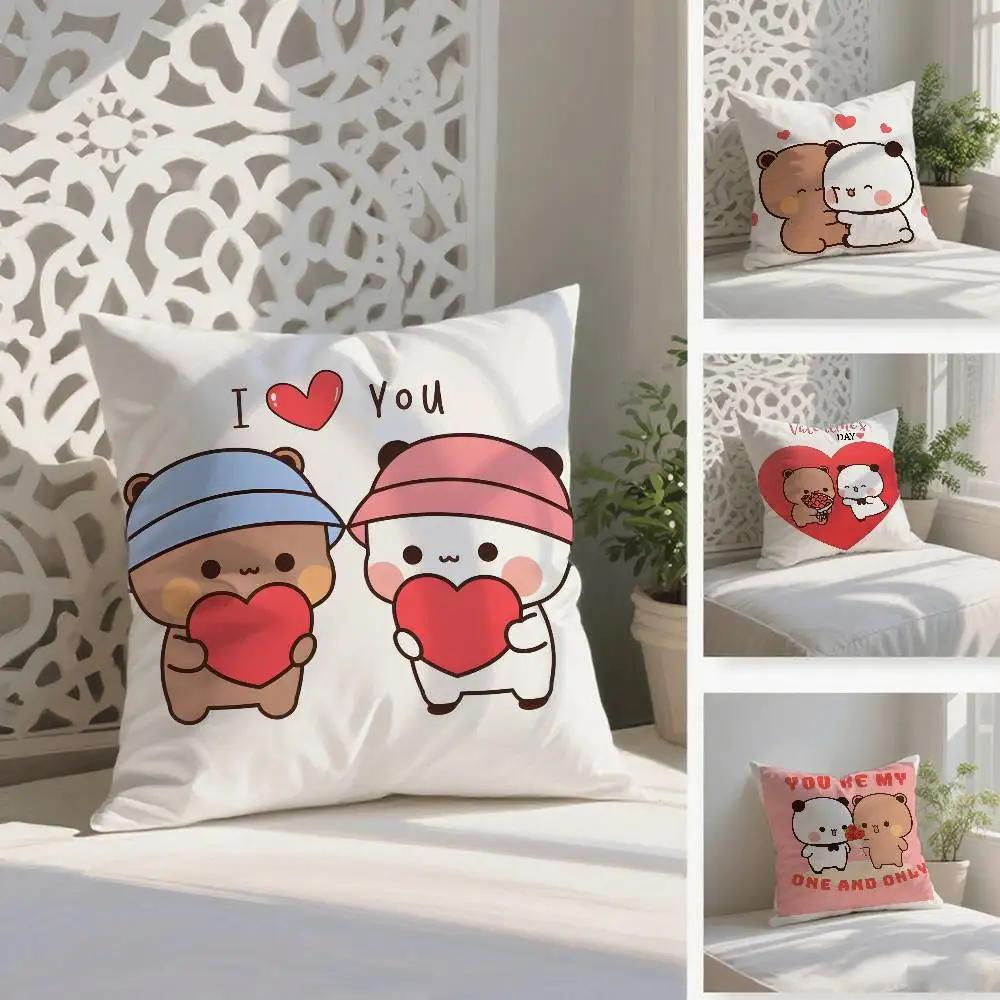 Cartoon Bubu & Dudu Lovely Pillow Case Anti-dustmite Pillowcase Invisible Zipper Silky Short Plush Sofa Cushion Cover