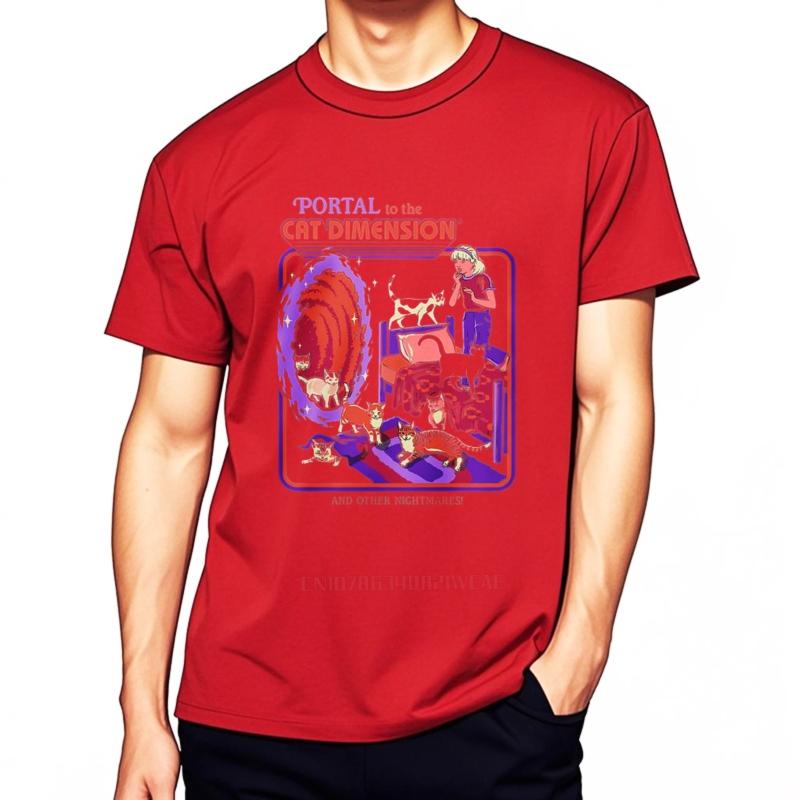 Daily Wear summer For her tshirt Portal To The Cat Dimension Short Sleeve Breathable Oneck tees men cotton tshirt fashion tops S