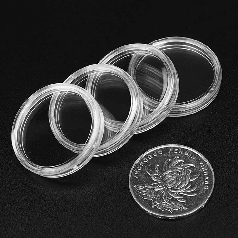 100pcs 32mm Clear Coin Storage Boxes Coin Collecting Box Case Coin Holders For Coins Storage Capsules Protection Boxes Container