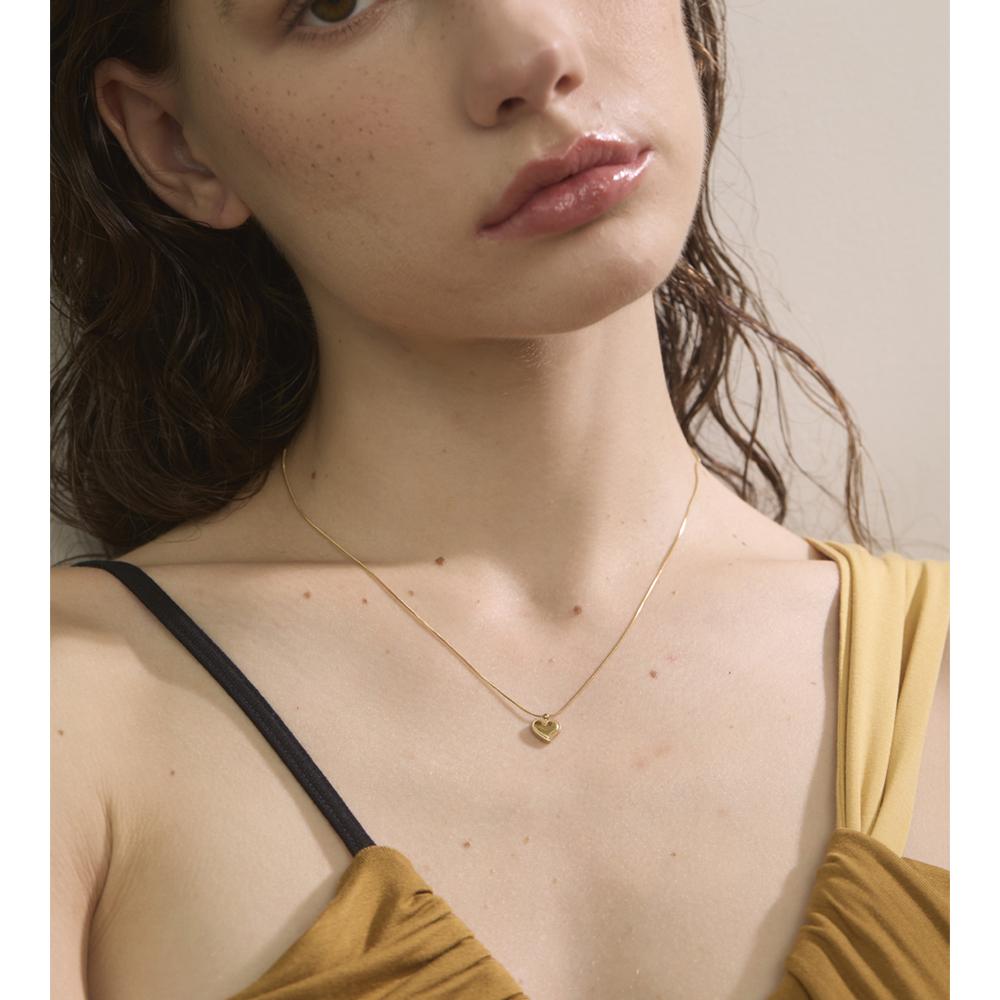 Yhpup Stainless Steel Heart Love Necklace Chic Casting Pendant for Women PVD Plated Attractive Romantic Daily Wear Jewelry Gift