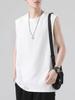 Men's White Hong Kong Style Loose Sleeveless T-Shirt - Spring Casual Plus Size Base Layer
