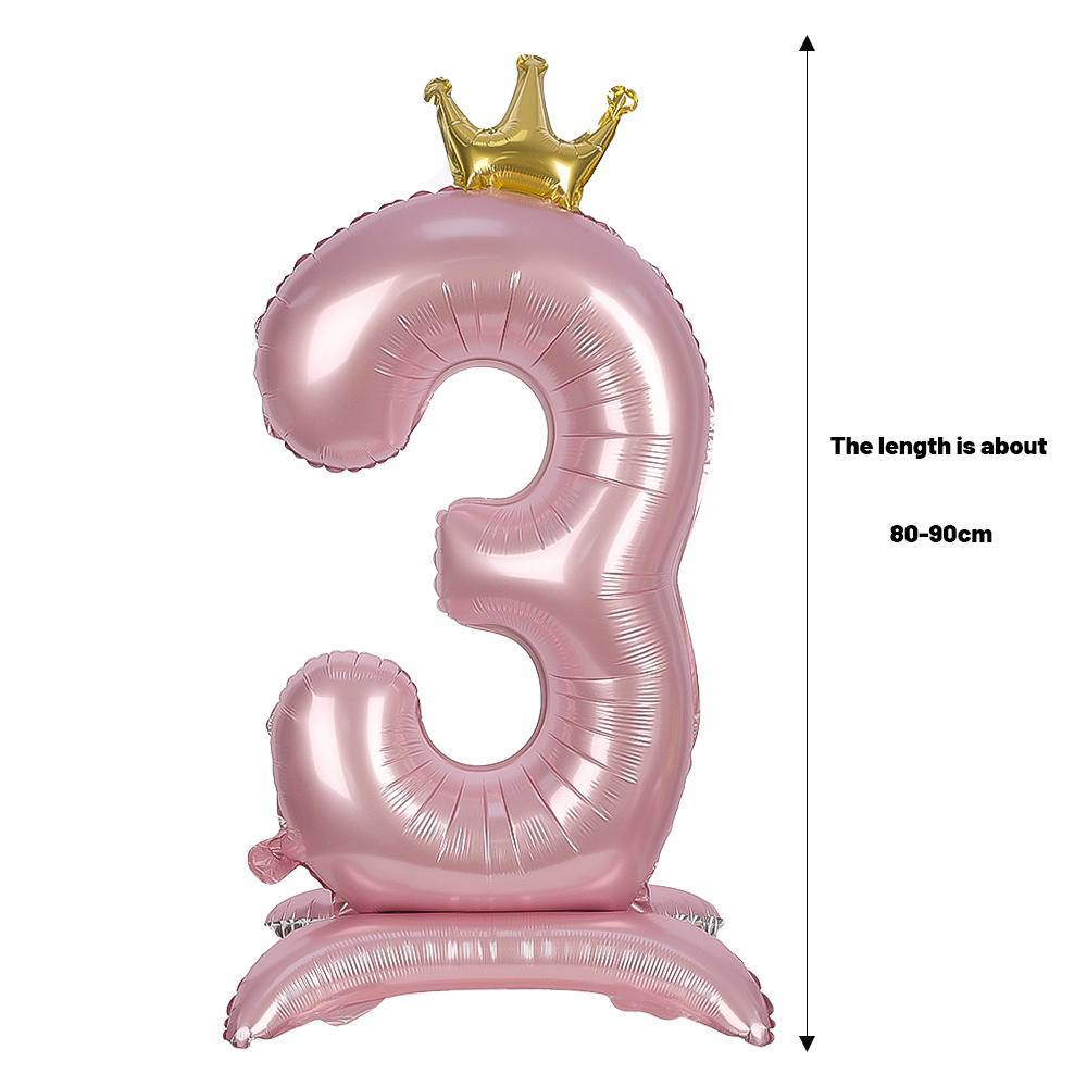 Balão digital de alumínio rosa com decoração de coroa de 42 polegadas, balão com número para decoração de festa de aniversário, suprimentos para meninas, lembrancinha de aniversário