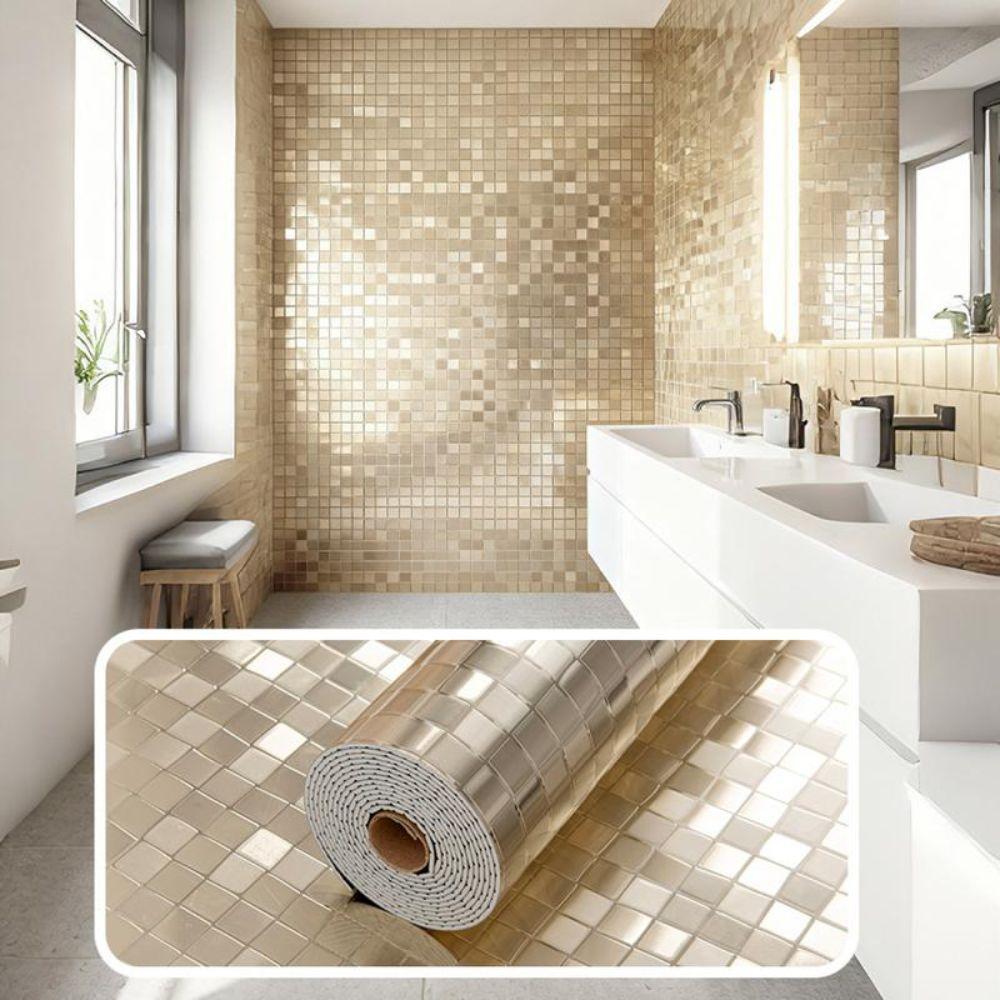 Waterproof 3D Wall Sticker PVC Gold Wallpaper  for Accenting Living Rooms Bathrooms Kitchens