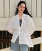 Woman Women'S Oversized Sheer Crinkle Shirt [Ivory]