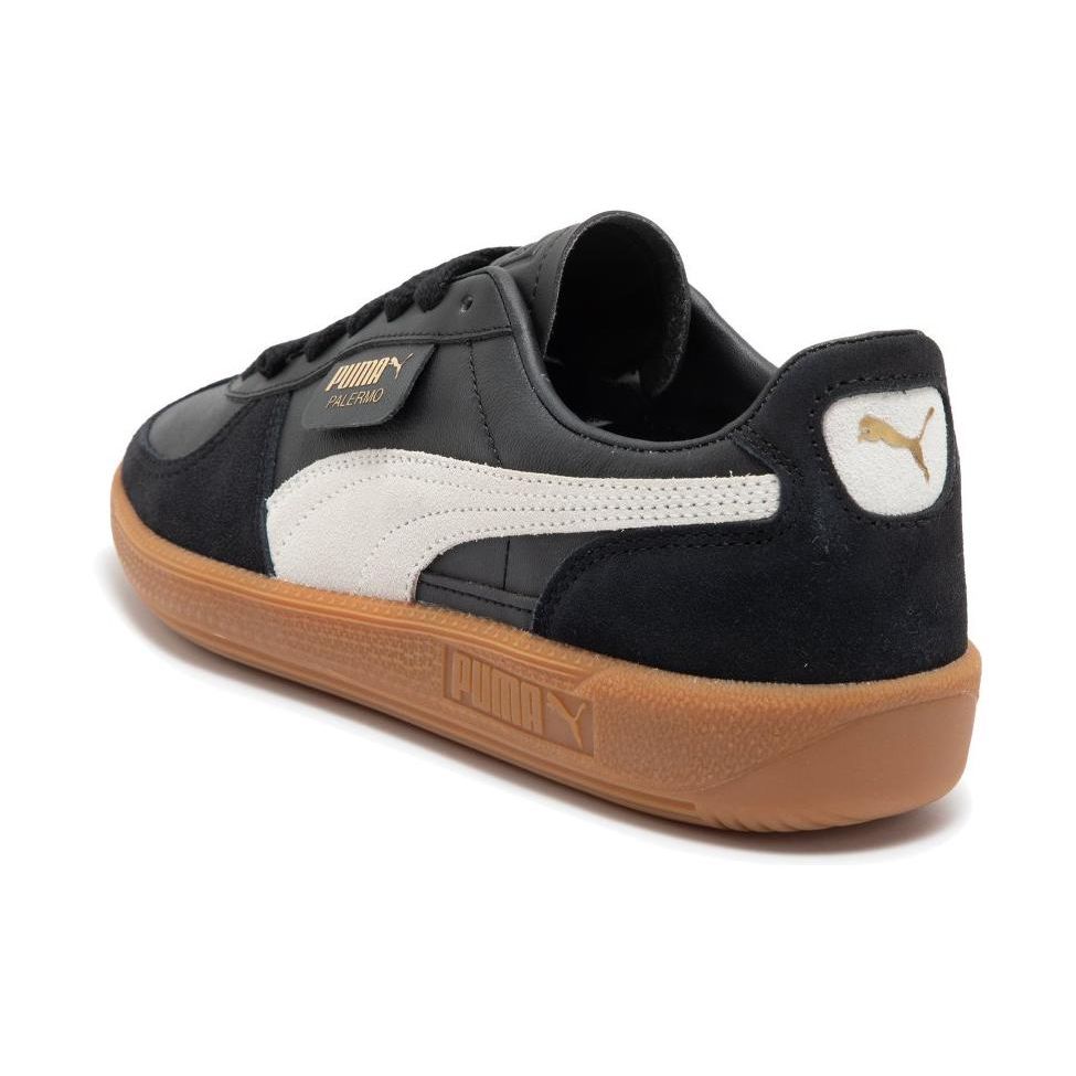 PUMA Palermo Leather Unisex Puma Black Feather Gray Gum Low Top Lifestyle Sneakers 396464-03