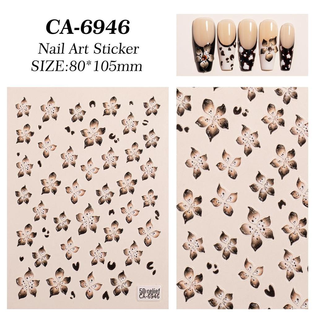Maillard Devil 3D Seven-Color Five-Petal Flower Nail Art Stickers