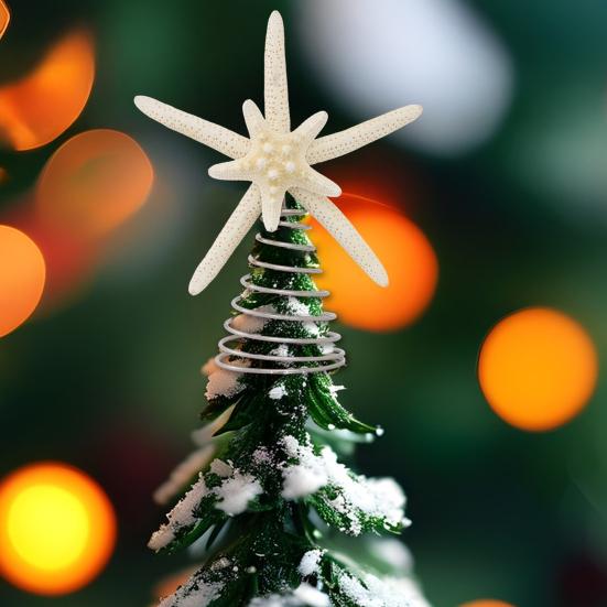 Starfish Christmas Tree Topper Xmas Tree Decoration Starfish Tree Topper with Spring for Home Bar Shop Holiday Party Decor